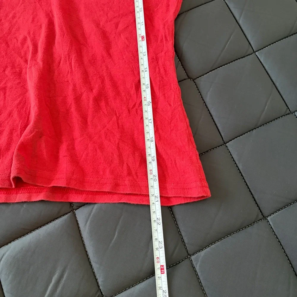 Nike Vintage Red Long Sleeve V-Neck Swoosh T-Shirt Womens Medium